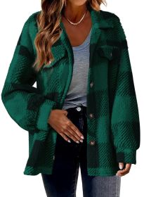 Women's Fashion Jacket Button Plush Coat (Option: Green-S)