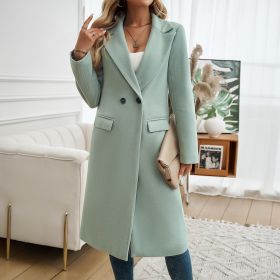 Lady Temperament Commuting Turn-down Collar Coat (Option: Bean Green-S)