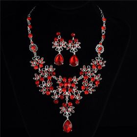 Necklace Earrings Temperament Wedding Accessories Women (Color: Red)