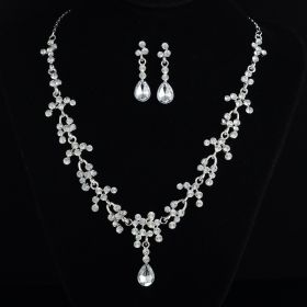 Bridal jewelry, necklace, earring set, wedding dress, jewelry accessories, fast selling pass (Color: White)