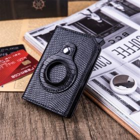 Men's Anti-theft Swipe Card Holder Tracker Hole (Option: Lizard pattern black)