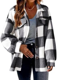 Women's Fashion Jacket Button Plush Coat (Option: Black-M)