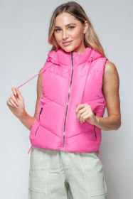 Snobbish Zip Up Quilted Hooded Vest (Option: Pink-S)