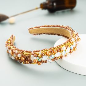 Crystal Headband Women European And American Baroque (Color: Brown)