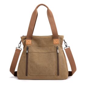 Women Totes All-match Portable Large-capacity Female Canvas Bag Female Casual Shoulder Bags (Color: Brown)