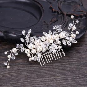 Pearl White Crystal Banquet Headdress Comb (Option: 1White)