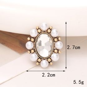 Jeans Button Hole Shoes Diy Accessories Bright Crystal Classic Style Ornament Accessories Upper Pearl Flower (Option: C450-Transparent)