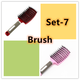 Hairbrush Anti Klit Brushy Haarborstel Women Detangler Hair Brush Bristle Nylon Scalp Massage  Teaser Hair Brush Comb (Option: Set 7-Brush-Set)