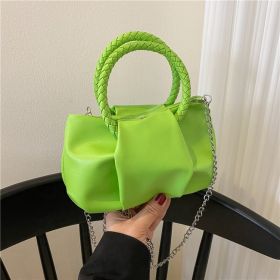 Portable Cloud Underarm Pleated Tote Chain Crossbody Bag (Color: Green)