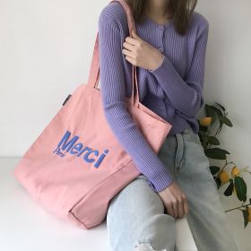 Korean style candy color washed canvas bag (Option: Pink-Solid)