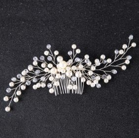 Pearl White Crystal Banquet Headdress Comb (Option: 2White)