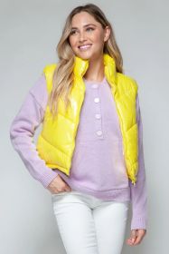 Snobbish Zip Up Turtleneck Shiny Quilted Vest (Option: Yellow-S)