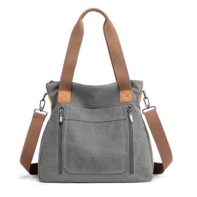 Women Totes All-match Portable Large-capacity Female Canvas Bag Female Casual Shoulder Bags (Color: Grey)