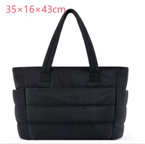 Women's Cotton Handbag Large Zipper Travel Essential (Option: Black-35x16x43cm)