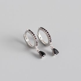 French style wind ear button and silver ear nail (Option: 2 White)