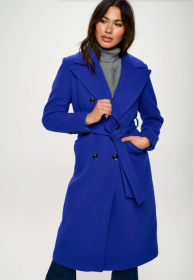 Coalition LA Double-Breasted Longline Coat With Belt (Option: Royal Blue-S)