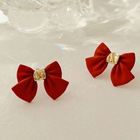 Japanese And Korean Style Sweet And Lovely Earrings (Color: Red)