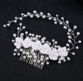 Pearl White Crystal Banquet Headdress Comb (Option: 4White)