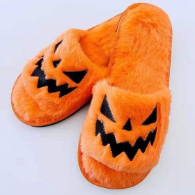 Halloween Shoes Winter Cute Warm Home Slippers Women (Option: Orange-Size42)