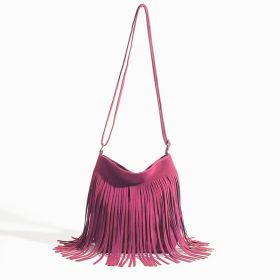 Artistic Tassel Simple And Popular Shoulder Bag (Option: Rose Red)