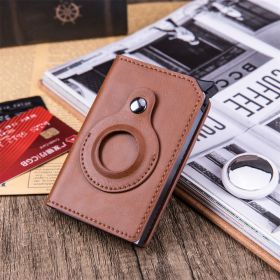 Men's Anti-theft Swipe Card Holder Tracker Hole (Option: Plain brown)