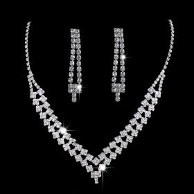 Full Rhinestone Zircon Water Drop Necklace Earrings Jewelry Set (Option: 692th)