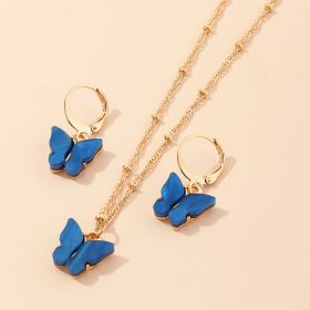 Creative Fashion Resin Butterfly Necklace And Earring Set (Option: SZ0417baolan)