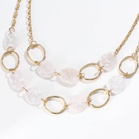 Regular Alloy Geometric Circle Acetate Plate Multilayer Short Necklace Women (Color: Beige)