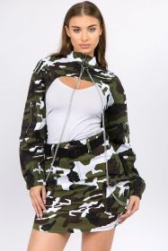 American Bazi Camouflage Cropped Jacket With Chains (Option: Winter Camo-S)