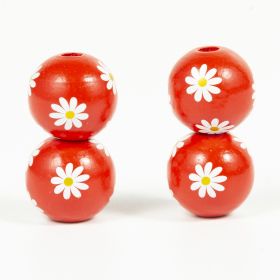 Source Factory Small Daisies Colorful Wood Beads Hemp Rope Flow Hematwood Bead String Handmade (Option: Red-16MM)