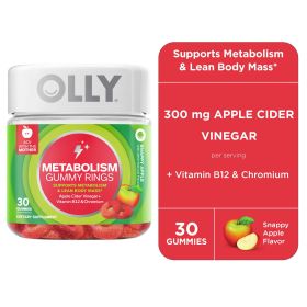 OLLY Metabolism Gummy Rings, Apple Cider Vinegar, B12, Chromium, Apple Flavor, 30 Count (Brand: OLLY)