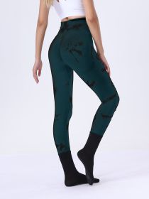 Butt Lifting Yoga Gym Athletic Pants, Hollow Out Tummy Control Sports Leggings Tie Dye Running Pants (Option: Green-S)