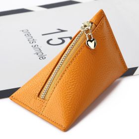 Women's First Layer Cowhide Small Exquisite And Creative Mini Coin Purse (Color: Yellow)