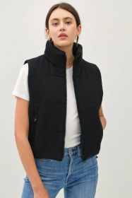 Be Cool Zip Up Turtleneck Puffer Vest With Pockets (Option: Black-S)