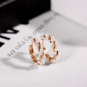 Women's Summer Light Luxury High Sense Pearl Earrings (Option: Rose Gold)