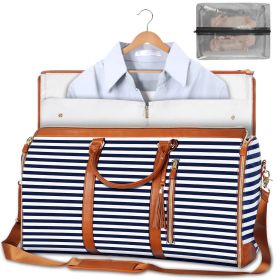 Large Capacity Travel Duffle Bag Women's Handbag Folding Suit Bag Waterproof Clothes Totes (Option: B Sapphire Stripes)