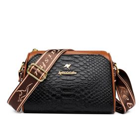 Women's Rhombus Leather Fashion Shoulder Messenger Bag (Option: Crocodile Black-Free Size)