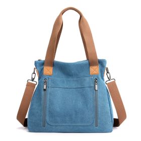 Women Totes All-match Portable Large-capacity Female Canvas Bag Female Casual Shoulder Bags (Color: Blue)