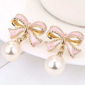 Japanese And Korean Style Sweet And Lovely Earrings (Color: Pink)