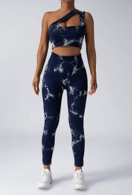 Women Scrunch Workout Leggings Butt Lifting High Waisted Yoga Pants - Tie Dye Seamless Booty Gym Tights (Option: Navy Blue-S)