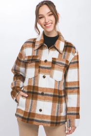 Love Tree Plaid Button Up Shacket (Option: Clay-L)