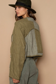 POL Quilted Knit Viding Detail Knit Patch Jacket (Option: Olive-S)