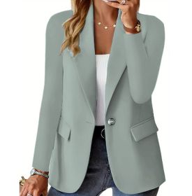 Polyester Autumn Long Sleeve Solid Color Cardigan Small Suit Jacket For Women (Option: Light Green-3XL)